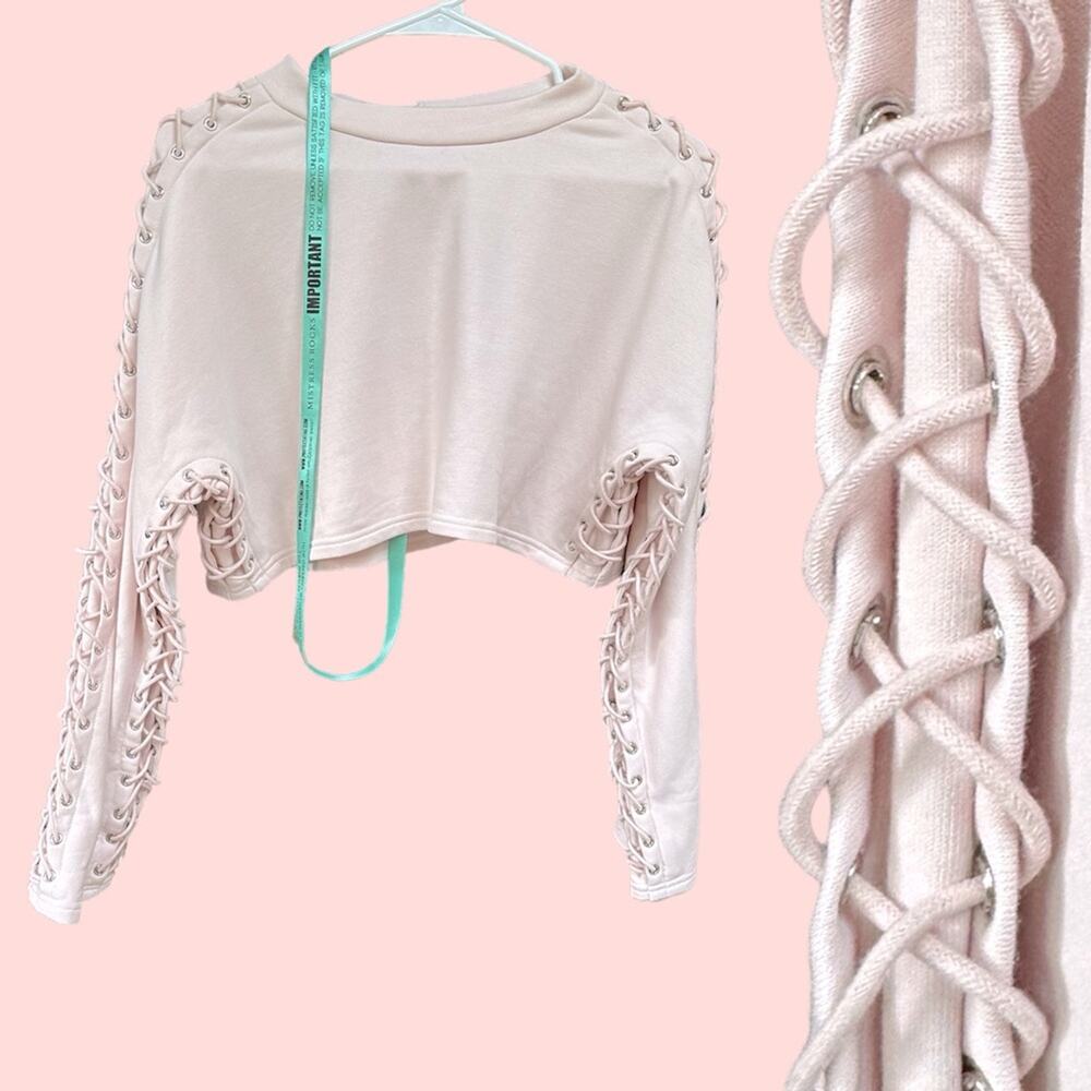 NWT Mistress Rocks NWT Lace me up Crop Top 87.00 Blush pink Large